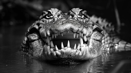 Obraz premium Close-up of Alligator Mouth with Sharp Teeth