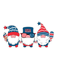 3 Gnomes Icons In 4th Of July Colors