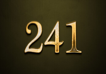 Old gold effect of 241 number with 3D glossy style Mockup.	
