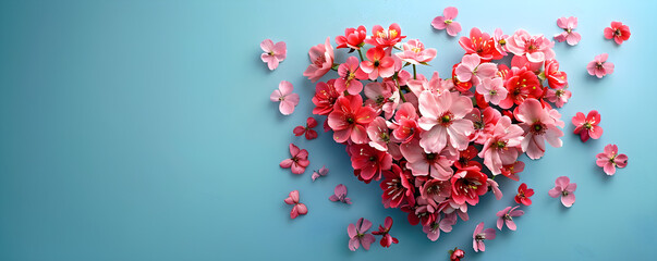 Valentine's Day, Mother's Day, or Women's Day card with a flower-shaped heart and copy space for a personal message. - obrazy, fototapety, plakaty