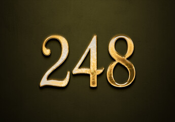 Old gold effect of 248 number with 3D glossy style Mockup.	