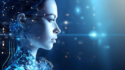 Obraz premium Digital technology AI artificial intelligence abstract graphic poster web page PPT background