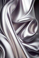 Fototapeta premium Silver abstract shiny plastic silk or satin wavy background.