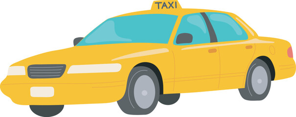 Yellow Taxi Cab Transport Vehicle Car Service Illustration Graphic Element Art Card