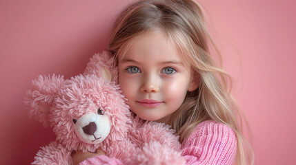 Girl with Pink Teddy Bear