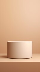 Beige minimal background with cylinder pedestal podium for product display presentation mock up in 3d rendering illustration vector design