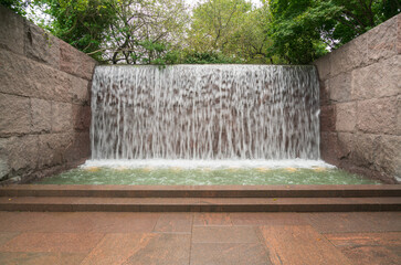 The Waterfall in Room Three of the Franklin Delano Roosevelt Memorial, Presidential memorial in...