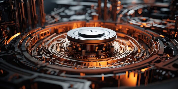 Close-up of a watch with lots of gears and large surfaces. The watch is made of metal and has a vintage look.