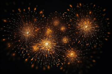 Generative ai on theme festive brightly fireworks on twilight background high in dark sky