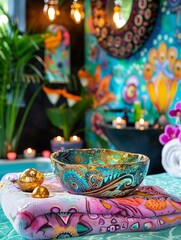 Fototapeta premium Golden Spa Day Treat yourself to a spa day with goldinfused treatments