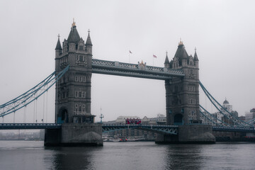 Tower Bridge in a foggy morning