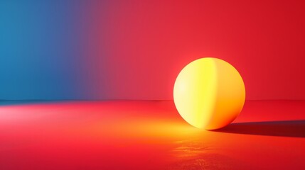 Single glowing sphere on red background. Concentrated Light - obrazy, fototapety, plakaty