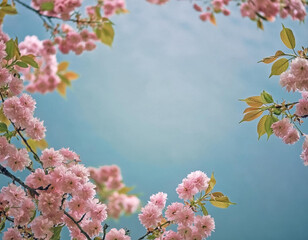 Beautiful spring floral background with blossoming cherry branches, soft focus. 