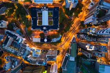Kennedy Town, Hong Kong: Aerial overhead view of the Hong Kong university historic building in Hong...
