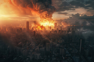 Obraz premium Generative ai on theme of scary nuclear explosion in outdoor, mushroom cloud of nuclear weapons