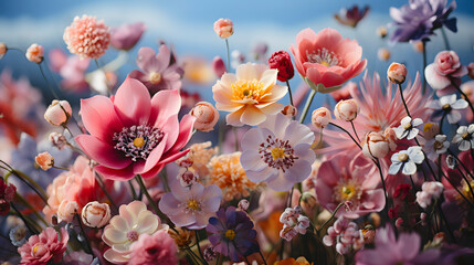 Digital technology flower bouquet explosion fantasy scene abstract graphic poster web page PPT background