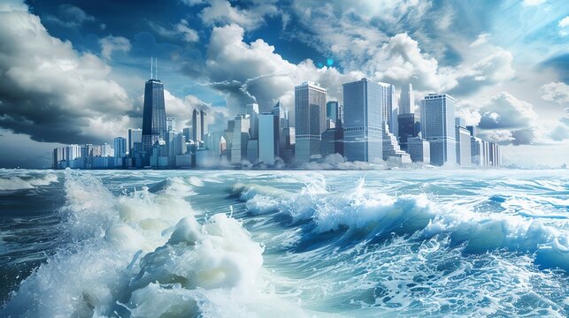 Earths polar ice caps are melting rapidly, causing sea levels to rise and flood coastal cities around the world