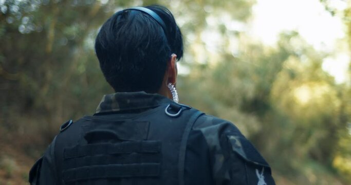 Military Guarding with Radio Headset