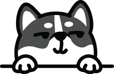 Funny siberian husky dog looking sideways cartoon, vector illustration
