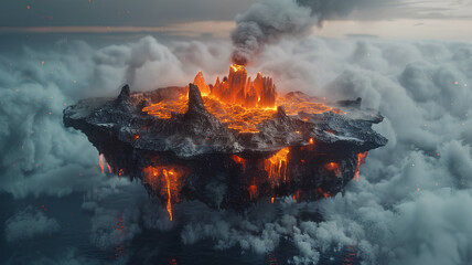 beautiful floating fantasy lava island, Pacific Ocean on the Big Island