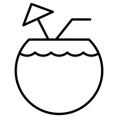 Vector Icon Beach, coconut, drink, juice, summer