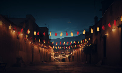Ramadan festival with dates and lights