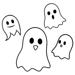 Cute collection of spooky ghost vector