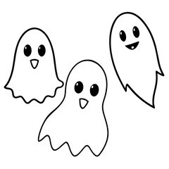Cute collection of spooky ghost vector