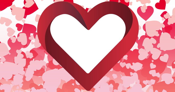 Image of red hearts moving on white background