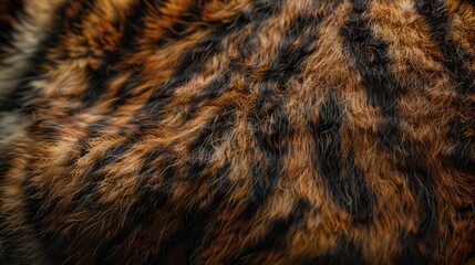 Abstract tiger fur background. The texture of the fur, natural or artificial. - obrazy, fototapety, plakaty