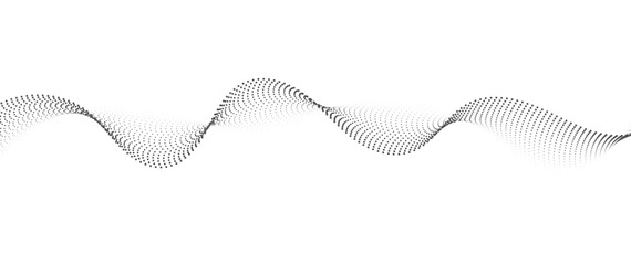 Flowing Dot Wave halftone gradient pattern on transparent background