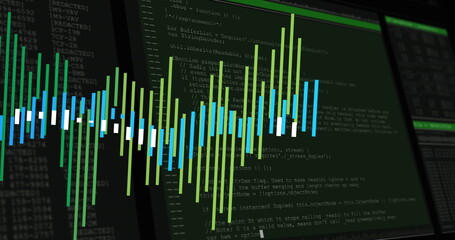 Image of financial data processing over black background