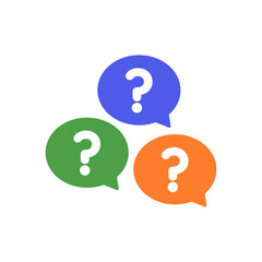 Speech message bubbles with question marks. Chat bubble vector illustration. Conversation, communication, faq help concept