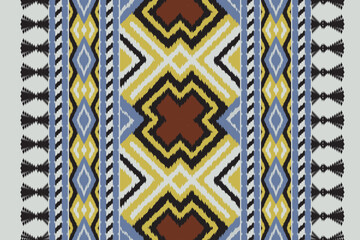 Fabric ethnic tribal pattern art. Ethnic ikat seamless pattern. American and Mexican style. Design for background, wallpaper, illustration, fabric, clothing, carpet, textile, batik, embroidery.