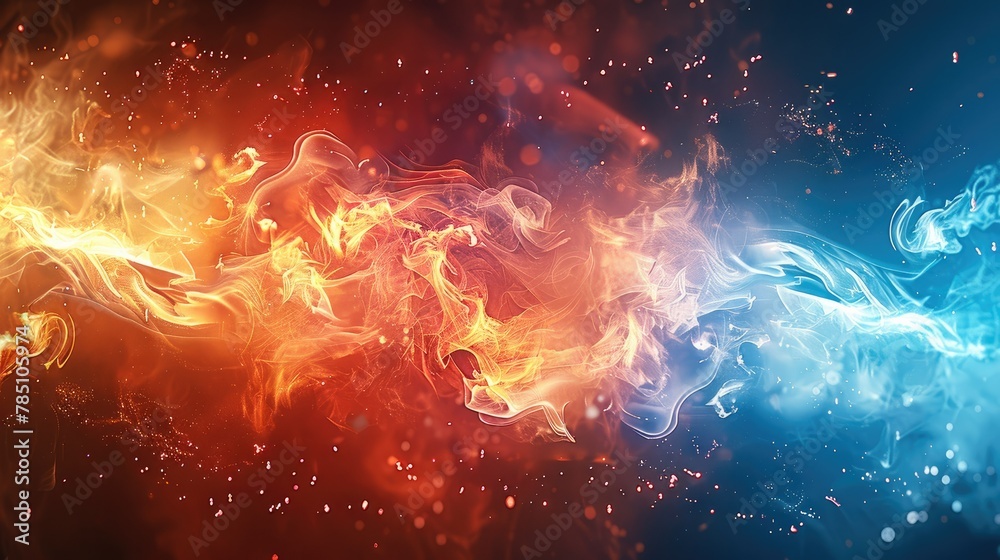 Poster a background with full out real flash and energetic fire with red and a little blue. generative ai.