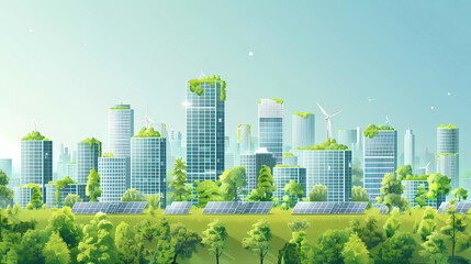 Obraz premium Futuristic Green Cityscape with Renewable Energy
