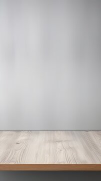 Gray background with a wooden table, product display template. Gray background with a wood floor. Gray and white photo of an empty room
