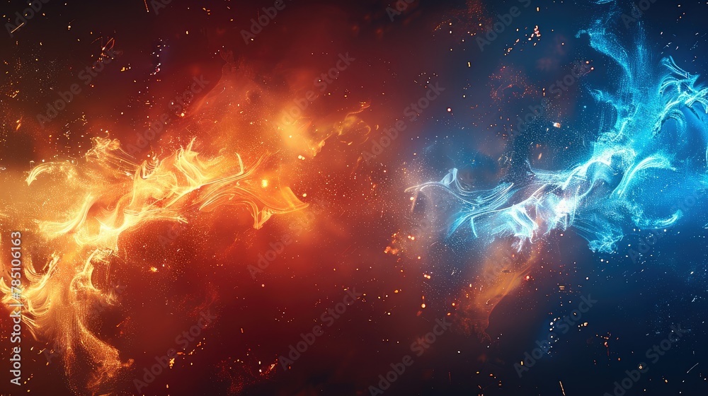 Poster a background with full out real flash and energetic fire with red and a little blue. generative ai.