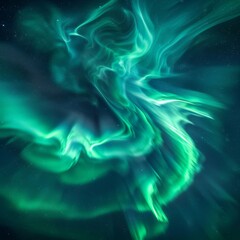 Fototapeta na wymiar Green Teal Blue Northern Lights Aurora