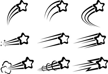 set of black flying star silhouettes