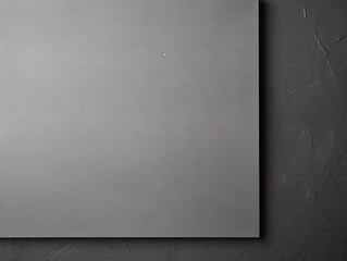 Gray background with dark gray paper on the right side, minimalistic background, copy space concept, top view, flat lay