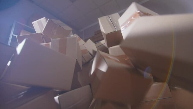 Logistics problem,a bunch of boxes falling slow mo