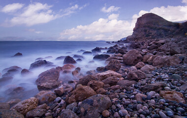 Waves, rocks and sea at Crimia. Dramatic scene