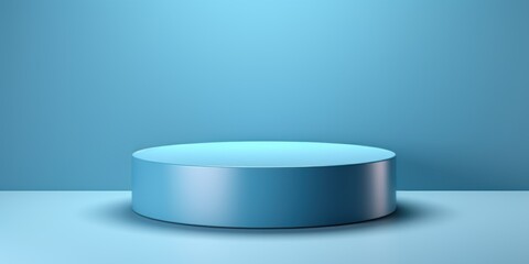 Blue minimal background with cylinder pedestal podium for product display presentation mock up in 3d rendering illustration vector design