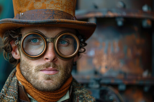 A person dressed in a steampunk costume