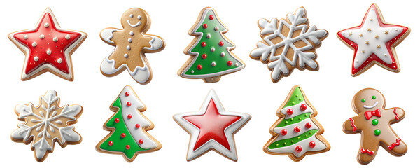 Fototapeta na wymiar Christmas gingerbread cookie. PNG transparent image, AI generative