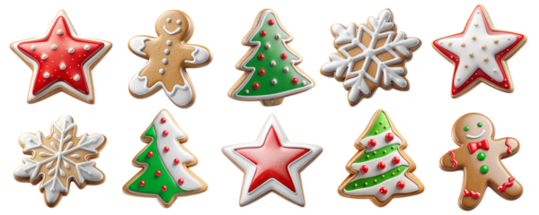 Christmas gingerbread cookie. PNG transparent image, AI generative