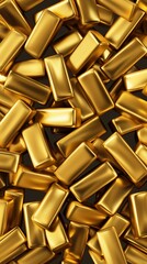 A Vertical Mobile Wallpaper Background Depicting A Seamless Pattern of A Pile Of Gold Bars. 