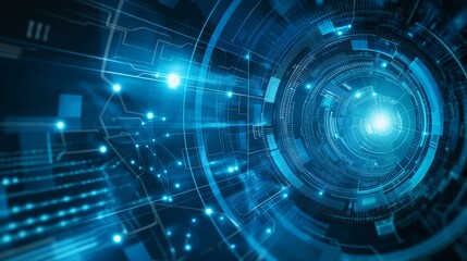 A Blue Tunnel With A Glowing Light Emanating From The Center.