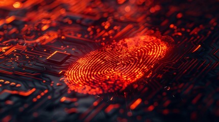 High-tech digital fingerprint recognition on a circuit board for secure authentication and privacy. - 785111125